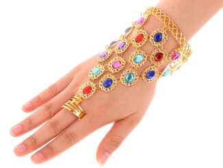 【KETH】สร้อยข้อมือ ประดับพลอยเทียม แวววาว สไตล์อินเดีย สําหรับผู้หญิง เต้นรํา แสดงบนเวที 1 ชิ้น