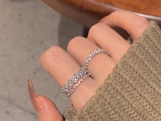 เครื่องประดับเกาหลีอินเทรนด์โลหะผสม Rhinestone แหวนนิ้วสองชั้นสําหรับผู้หญิง