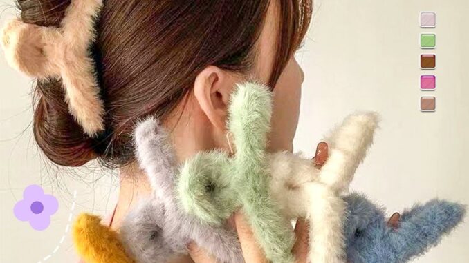 กิ๊บหนีบผม แต่ด้วยผ้าขนนุ่มๆ น่ารัก สไตล์เกาหลี แฟชั่นสำหรับผู้หญิง กิ๊บติดผม Hair Clips