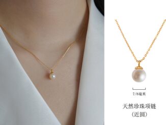 สร้อยคอโซ่ จี้ไข่มุกน้ําจืดธรรมชาติ ทรงกลม ขนาด 8-10 มม. แบบเรียบง่าย