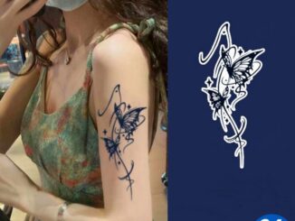 สติกเกอร์รอยสักชั่วคราว ลายผีเสื้อ สีดํา กันน้ํา ติดทนนาน 15 วัน