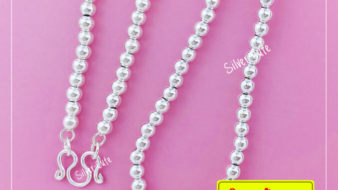 Silver-Cute สร้อยคอเม็ดประคำเงินแท้ 92.5%**มีใบรับประกัน** มีหลายขนาดให้เลือก