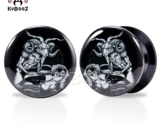 Kubooz จิวเจาะร่างกาย ต่างหู รูปการ์ตูนแพะ อะคริลิค ขยายได้ 6-30 มม. 2 ชิ้น