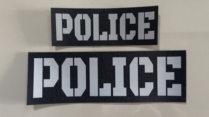 ป้ายPOLICEติดเสื้อเกราะ 1ชุดหน้า-หลัง
