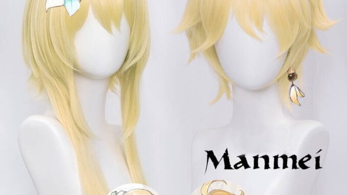 Manmei Genshin Impact Traveler วิกผม Aether Lumine คอสเพลย์วิกผมอะนิเมะวิกผมสังเคราะห์ทนความร้อน