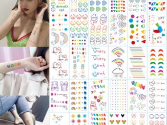 สติกเกอร์รอยสักชั่วคราว ลายการ์ตูนสายรุ้ง และดอกไม้น่ารัก สุ่มสี