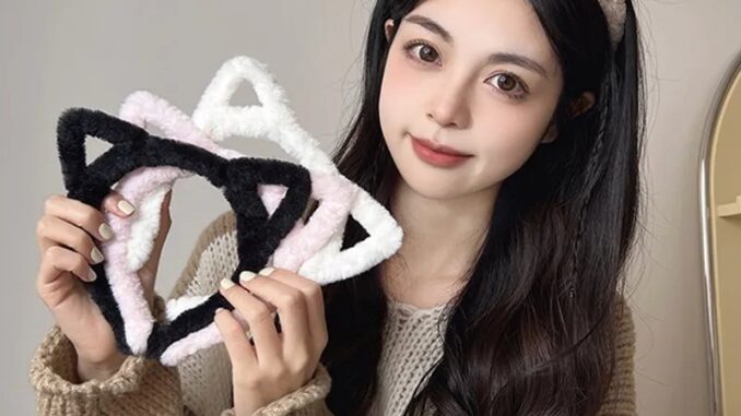 ที่คาดผม แต่งรูกลวง รูปหูแมวน่ารัก สําหรับเด็กผู้หญิง