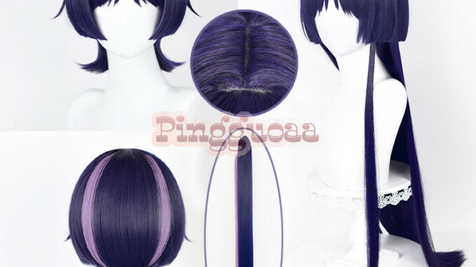 Genshin Impact Scaramouche Cosplay Wig Blue Purple Black Wigs 80cm Hair extensions Heat Resistant Synthetic Hair Halloween