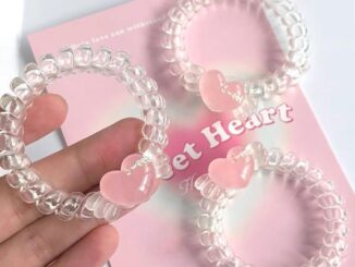 ยางรัดผมแฟชั่น ลายปีกนางฟ้า หัวใจ พีชน่ารัก สีชมพู สําหรับผู้หญิง