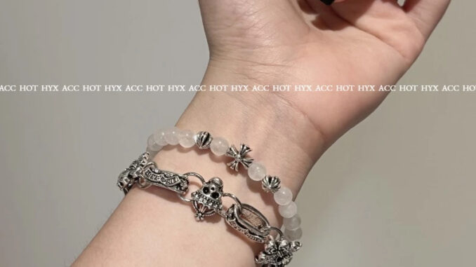 สร้อยข้อมือ จี้กะโหลกไม้กางเขน สไตล์วินเทจ สําหรับผู้หญิง