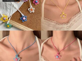 Xianen สร้อยคอโซ่ จี้ดอกไม้ สีตัดกัน เข้ากับทุกชุด สไตล์เรโทร สําหรับผู้หญิง