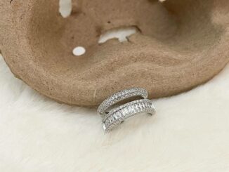 แหวนเพชร แถวคู่  White gold plated copper cubic zirconia