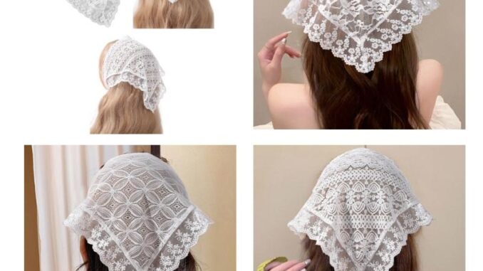 Zuo ผ้าโพกหัว ผ้าโพกหัว ผ้าลูกไม้ สีขาว กันแดด เหมาะกับฤดูร้อน สําหรับเด็กผู้หญิง ตั้งแคมป์ ท่องเที่ยว