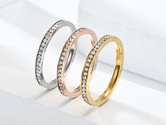 [Rut] แหวนสเตนเลส ฝังเพชร สวยงาม เรียบง่าย แฟชั่น สําหรับผู้หญิง ผู้ชาย คู่รัก COD