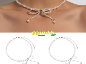 พร้อมส่ง สร้อยไข่มุกตรงกลางโบว์ ดีไซน์เพชร น่ารักมาก