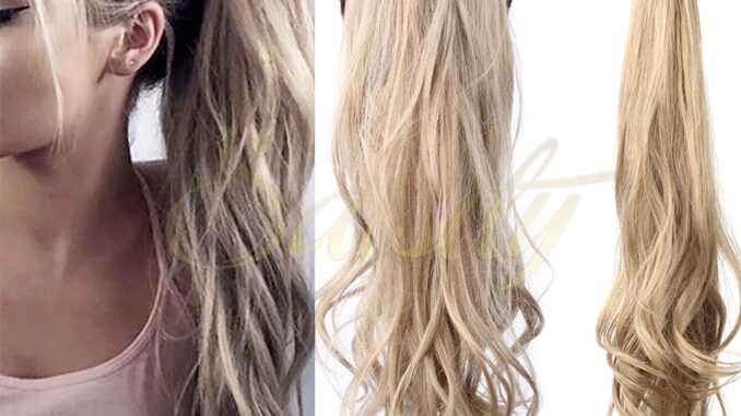 แฮร์พีซหางม้าสังเคราะห์ ยาว 32 นิ้ว สีบลอนด์ สําหรับผู้หญิง แฮร์พีซหางม้าสังเคราะห์ ยาว 32 นิ้ว สีบลอนด์ สําหรับผู้หญิง