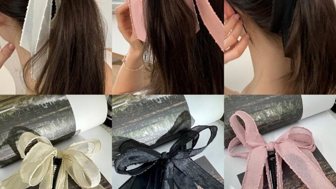 กิ๊บติดผม ประดับโบว์ สีชมพู แบบเรียบง่าย แฟชั่นฤดูร้อน สไตล์ฝรั่งเศส สําหรับผู้หญิง