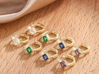 เครื่องประดับ ต่างหู ทองแดง ประดับเพทาย คริสตัล สีทอง แบบเรียบง่าย มี 4 สี สําหรับผู้หญิง