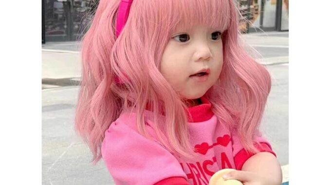 วิกผมสั้นหยิก คอสเพลย์ Lilita น่ารัก สีชมพูอ่อน สําหรับเด็ก