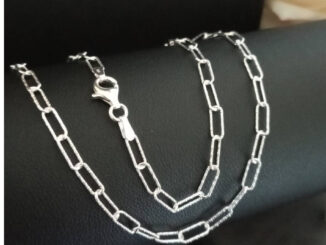 MT สร้อยคอเงินแท้ ลายเปเปอร์คลิป (คลิปหนีบกระดาษ) งานอิตาลี ยาว 18 นิ้ว Paper Clip Chain (sc099-18) MT Jewelry มณีธารา