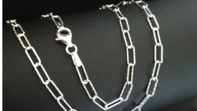 MT สร้อยคอเงินแท้ ลายเปเปอร์คลิป (คลิปหนีบกระดาษ) งานอิตาลี ยาว 18 นิ้ว Paper Clip Chain (sc099-18) MT Jewelry มณีธารา