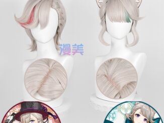 【Manmei】Genshin Impact Fontaine Lyney Lynette Cosplay Wig 32cm/82cm Ash Blonde Wigs Heat Resistant Synthetic Hair