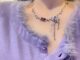 ※NZJR※Fashion Women Jewelry Alloy Y2k Purple Zircon Fold Heart Necklace
