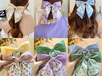 พร้อมส่ง  กิ๊บโบว์ติดผมสองชั้นลายดอก กิ๊บติดผมลายดอกไม้  กิ๊บแฟชั่น โบว์แฟชั่น