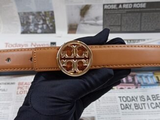 Toryburch เข็มขัดหนัง หัวเข็มขัดโลหะ โลโก้ T คู่ 2.5 ซม. สําหรับผู้หญิง