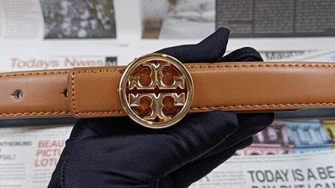 Toryburch เข็มขัดหนัง หัวเข็มขัดโลหะ โลโก้ T คู่ 2.5 ซม. สําหรับผู้หญิง