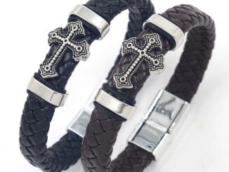 เครื่องประดับ สร้อยข้อมือหนัง แต่งหัวเข็มขัดแม่เหล็ก สไตล์ฮิปฮอป แฟชั่นวินเทจ สําหรับผู้ชาย