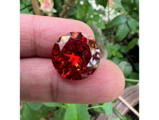 เพชร CZ คิวบิกเซอร์โคเนีย เพชรรัสเซีย 15.00 มิลลิเมตร ทรงกลม สีส้ม CZ SYNTHETIC DIAMOND ORANE RED COLOR