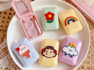 เคสคอนแทคเลนส์ แบบใส ลายการ์ตูนน่ารัก ขนาดเล็ก พร้อมกล่องเครื่องมือดูแลกระจก