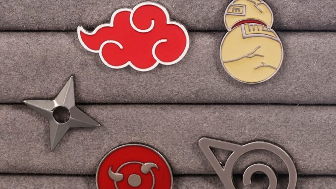 เข็มกลัดโลหะ รูปการ์ตูนนารูโตะ Daybreak Wheel Eyes Rebellious Shuriken Pin เครื่องประดับ สําหรับเพื่อน