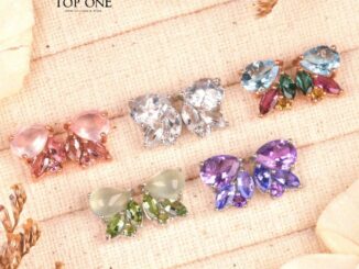 Top1jewelry ต่างหูนกน้อย พลอยแท้ เงินแท้