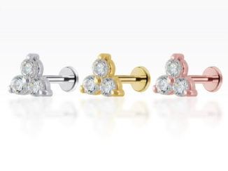 PiercingRoomByJayTrinity CZ Diamond Flat Back เงินแท้