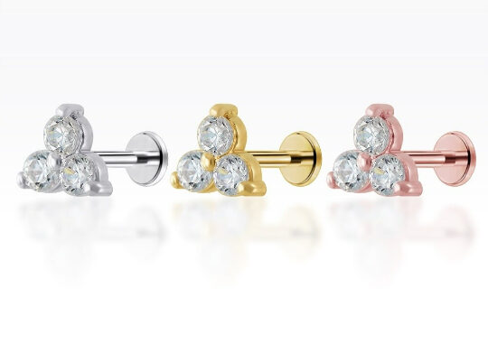 PiercingRoomByJayTrinity CZ Diamond Flat Back เงินแท้