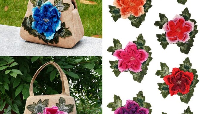 แผ่นแพทช์ ปักลายดอกไม้ ดอกโบตั๋น ขนาดใหญ่ สําหรับเย็บเสื้อผ้า งานฝีมือ DIY จํานวน 1 ชิ้น