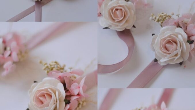 ✨พร้อมส่ง✨•ข้อมือเพื่อนเจ้าสาว•rosypink ดอกกุหลาบโทนชมพู