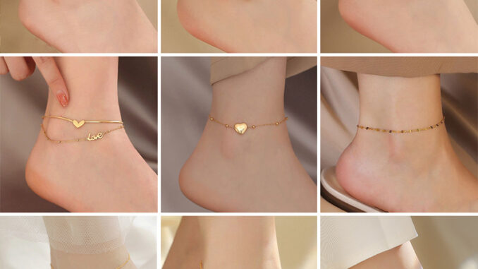 Raymrs สร้อยข้อเท้าโซ่ สเตนเลส ทอง 18K กันน้ํา ไม่จางหาย เครื่องประดับ สําหรับผู้หญิง ของขวัญ