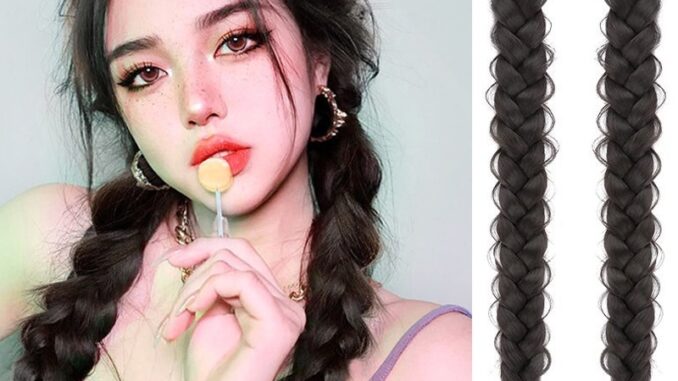 วิกผมหางม้าถักเปีย แฮนด์เมด แฟชั่นสําหรับผู้หญิง จํานวน 2 ชิ้น