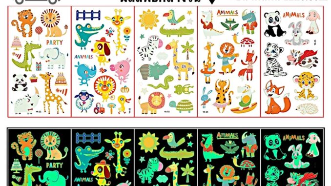 สติ๊กทูเรืองแสง ลายการ์ตูนสัตว์ กันน้ำ Sticker Tattoo Animals สติ๊กเกอร์รอยสัก มีให้เลือก 15 แบบ พร้อมสงในไทย สติ๊กทูเรืองแสง ลายการ์ตูนสัตว์ กันน้ำ Sticker Tattoo Animals สติ๊กเกอร์รอยสัก มีให้เลือก 15 แบบ พร้อมสงในไทย
