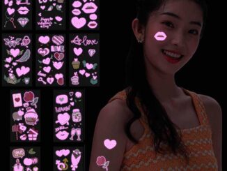 สติกเกอร์รอยสักชั่วคราว แบบเรืองแสง ลายหัวใจ สีชมพู กันน้ํา เหมาะกับวันวาเลนไทน์ แฟชั่นสําหรับผู้หญิง