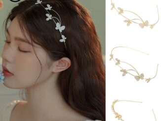 Awaytr ที่คาดผม โลหะผสม ประดับไข่มุก ผีเสื้อ เครื่องประดับ แฟชั่นใหม่ สําหรับผู้หญิง