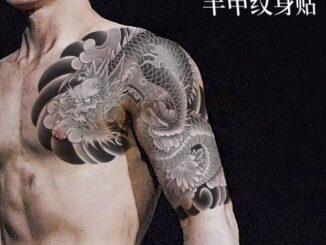 สติกเกอร์รอยสัก ลายมังกร ดอกซากุระ กันน้ํา ติดทนนาน สไตล์ญี่ปุ่น สําหรับผู้ชาย