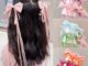 กิ๊บติดผม ประดับโบว์ แฟชั่นฮั่นฝู สไตล์จีน สําหรับเด็ก จํานวน 2 ชิ้น