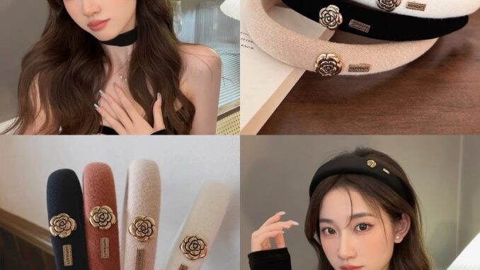 ที่คาดผม ลายดอกคามิเลีย กะโหลกศีรษะ เข้ากับทุกการแต่งกาย แบบเรียบง่าย สไตล์เกาหลี สําหรับผู้หญิง