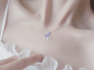 สร้อยคอ จี้ผีเสื้อ สีม่วง ขนาดเล็ก สไตล์เกาหลี สําหรับผู้หญิง