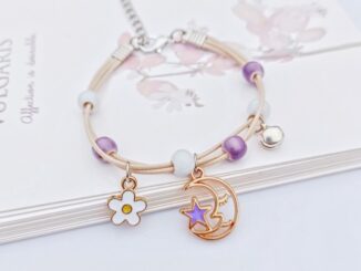 เครื่องประดับ สร้อยข้อมือเซรามิค ลายดาว ดวงจันทร์ ขนาดเล็ก น่ารัก ให้เป็นของขวัญ สําหรับนักเรียนหญิง