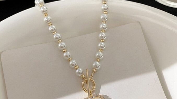 [jewelryboxes] สร้อยคอมุกเทียม สีทอง เรียบง่าย สไตล์บูติก
